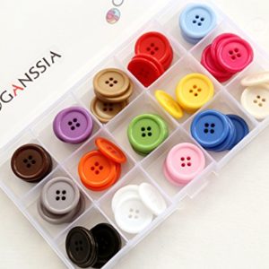 GANSSIA 200pcs 5/8 Inch (15mm) Red Buttons 2 Holes Resin Button for Sewing  and DIY Crafts