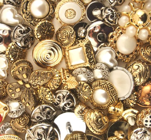 Buttons Galore Haberdashery Button, Gold/Silver, Pack of 100